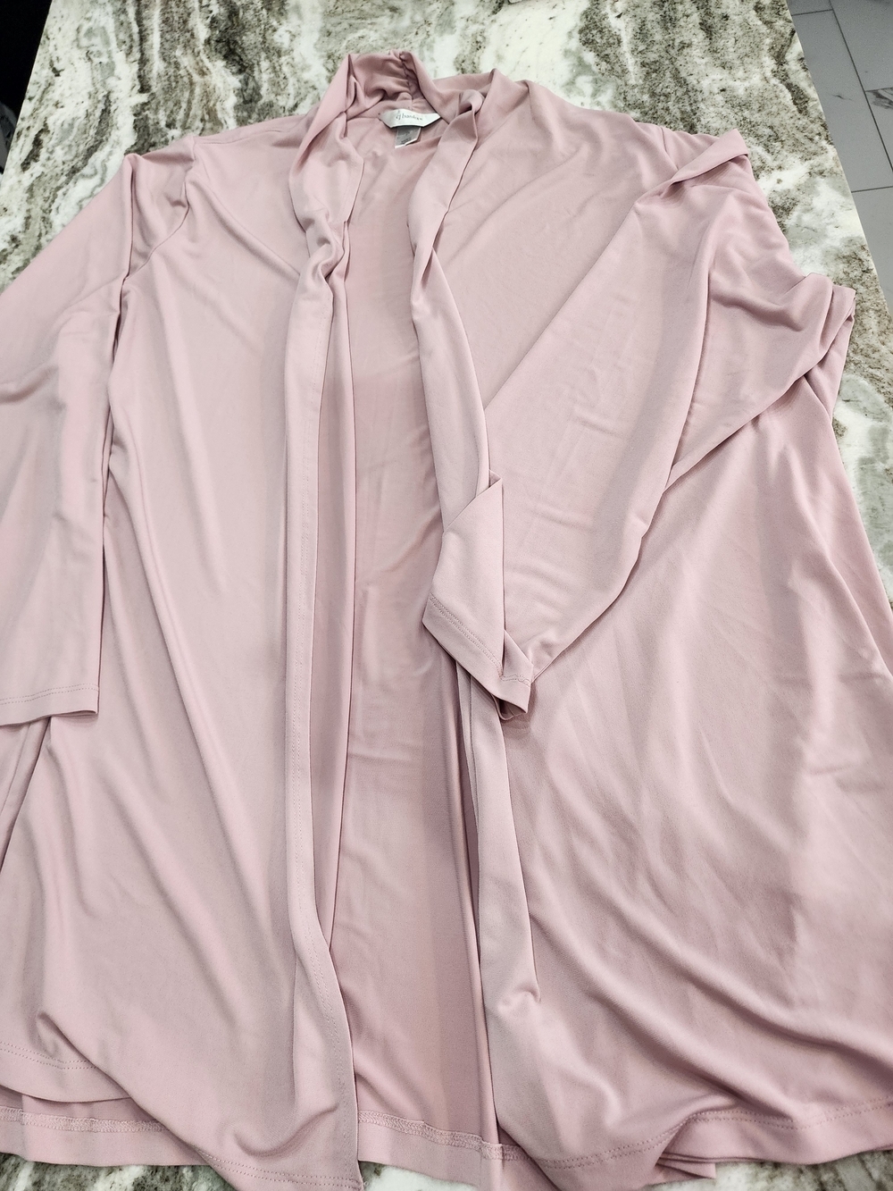 CJ Banks Soft Blush Open-Front Cardigan